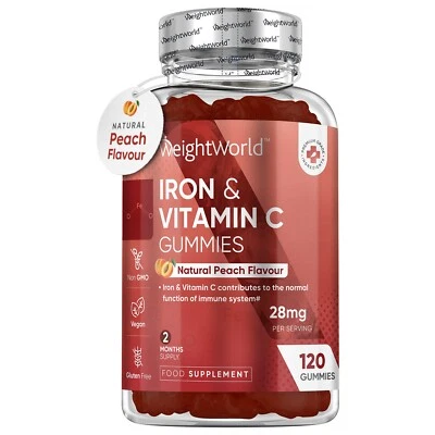 WEIGHTWORLD Iron - Vitamin C - 120 vegan Gummies - Immune support Hemoglobin - for Pregnancy