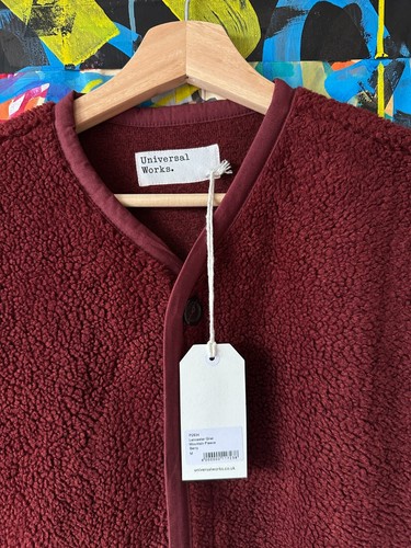 Universal Works - Lancaster Gilet - Mountain Fleece - Medium Red/Berry - Picture 2 of 3