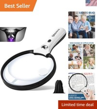 Large Illuminated Magnifying Glass 45X with 3 LED  UV Light - Perfect for Se...
