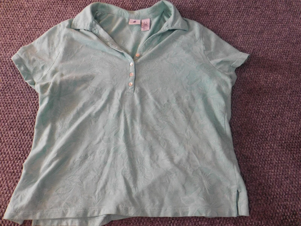 Blusa mujer Caribbean Joe extra grande verde jersey elástico top isla Foto 2 de 4