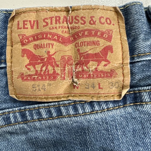 Pantalones de mezclilla para hombre Levis 514 34x30 (32x30) rectos grunge rasgados desgastados desteñidos - Imagen 8 de 10