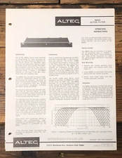 Altec Model 9880A Equalizer  Owner / User Manual *Original*