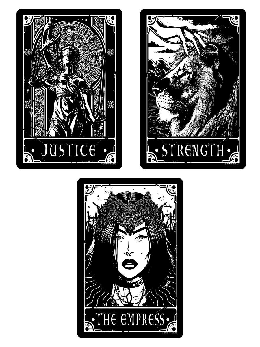 Deadly Tarot - Justice, Strength & The Empress Small Tin Sign Set