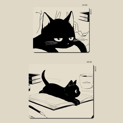 Black Cat Mousepads Small Office Computer Desk Mat Table Keyboard Big Mouse Pads - Photo 4/25