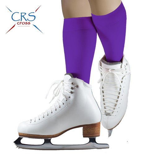 CRS Cross Figure Skating Socks, 2 Pair Knee High Tights Ice Skates Power Purple - Picture 5 of 8