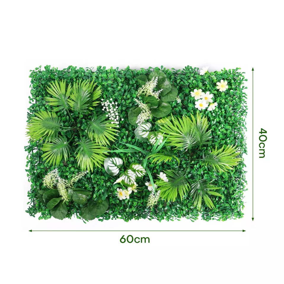 50X Artificial Plant Fence Greenery Wall Hedge Grass Mat Foliage Screen Panels UK