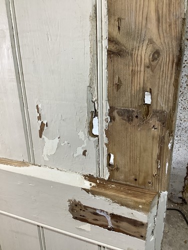 30"X 79" Victorian Internal Stripped & Painted Pine 5 Plank Ledge Door Old - Picture 10 of 12