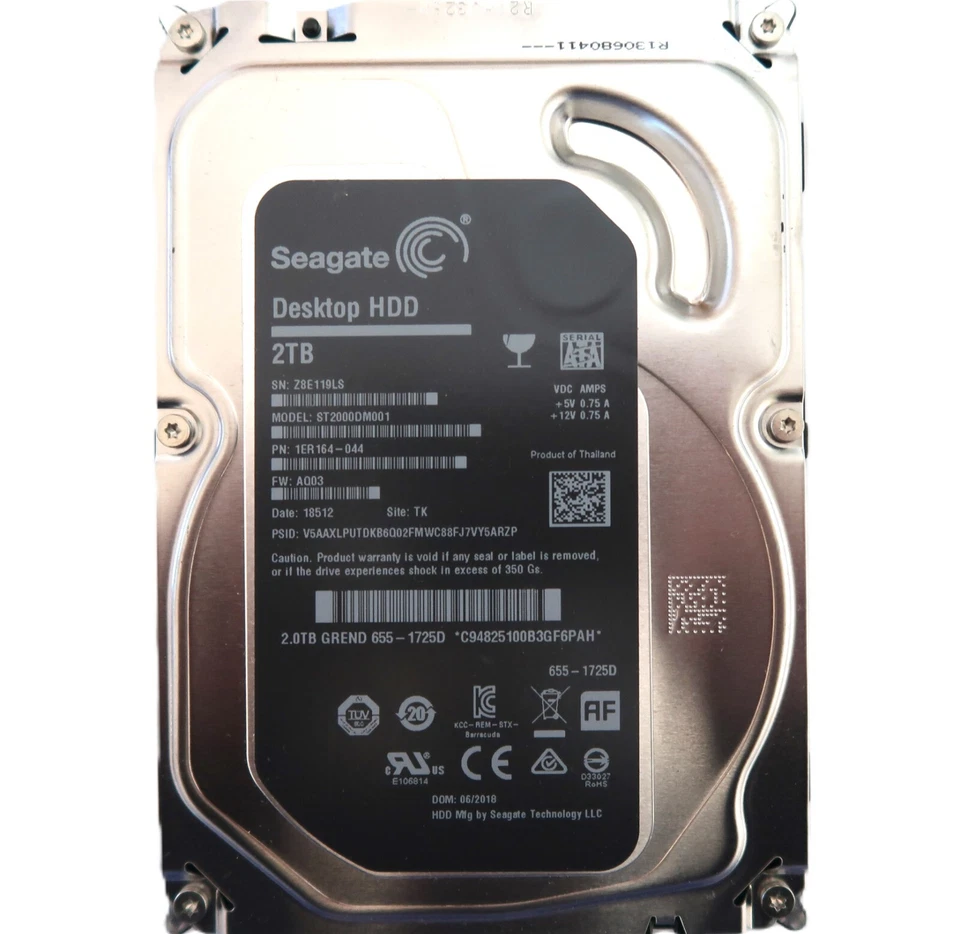 Seagate ST2000DM001 1ER164-044 AQ03 TK Thailand (Z8E) 3.5" 2.0TB Sata HDD 2018 - Image 4 of 4