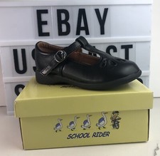 SCHOOL RIDER JACKIE School Shoes Girl Black Size 8 Metal pin closure
