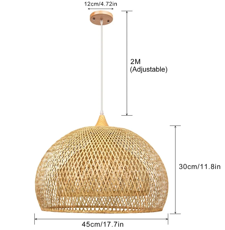 Bamboo Pendant Light Ceiling Light Chandelier Lamp Hand Weaved Retro Style US - Image 2 of 4