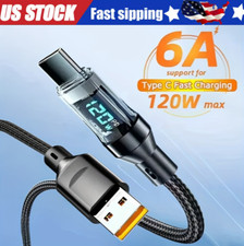 120w Super Fast USB Type-C Charging Braid Phone Charger Lead with Display LOT