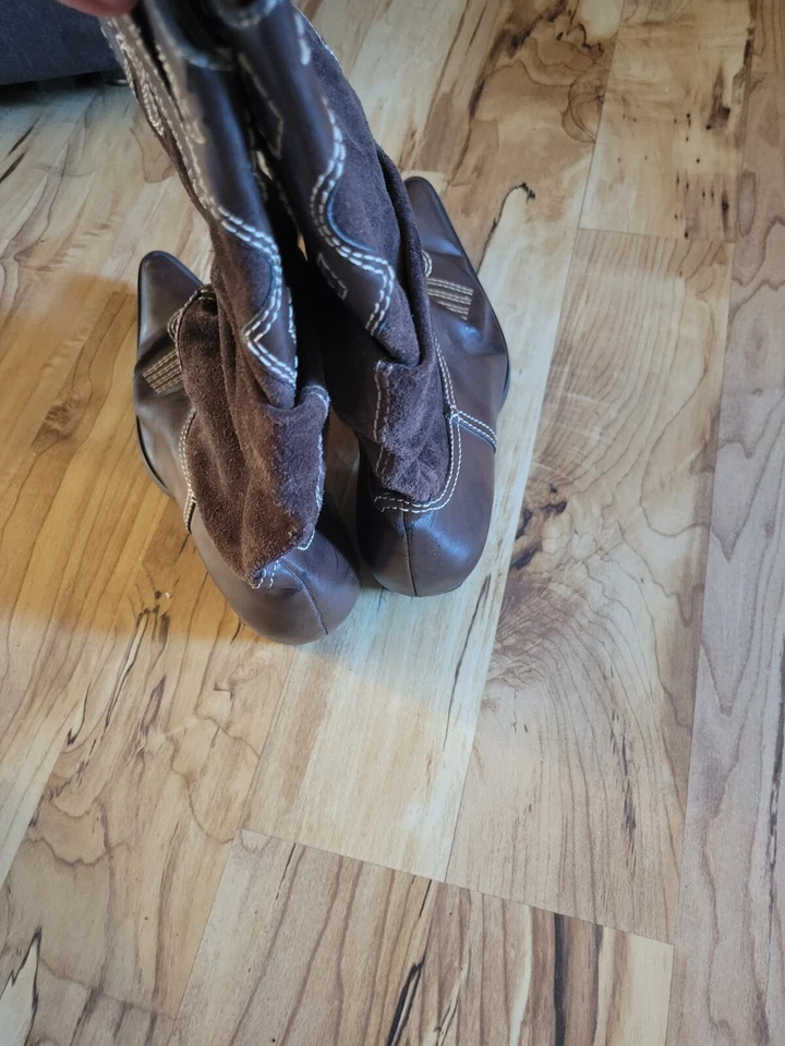 Rampage Rodina женщин Western ковбой сутулиться ботинки коричневой кожи замши 8,5 - Изображение 2 из 4