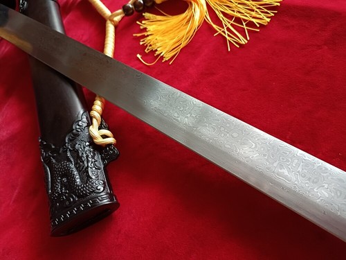 Espada guerrera china Tang Dao hecha a mano acero Damasco KUNGFU Dao - Imagen 8 de 12