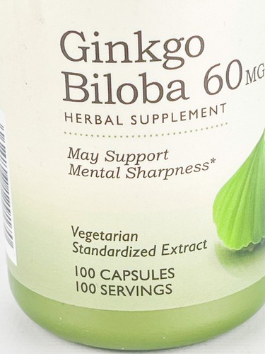 GNC Herbal Plus Ginkgo Biloba 60mg Mental Sharpness 100 Capsules Lot of2 BB1/25+ - Picture 2 of 9