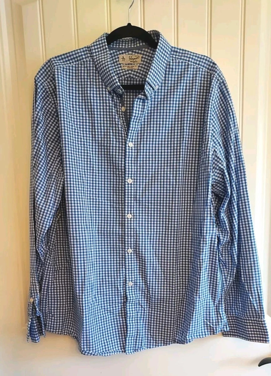Chemise Homme An Original Penguin - Taille 15.5 Medium, Coupe Slim, Bleu à Carreaux (occasion)