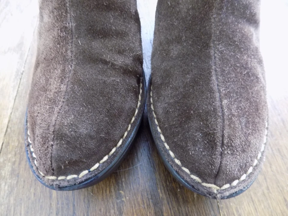 Botas Pons Quintana EU 35 US 5 Marrón Gamuza Cuña 3" Tacón Con cordones Atar Atrás Acento Foto 3 de 4