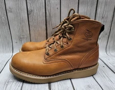 Georgia Boots Barracuda Work Steel Toe Mens 12 M Wedge Gold Brown Leather 6" 