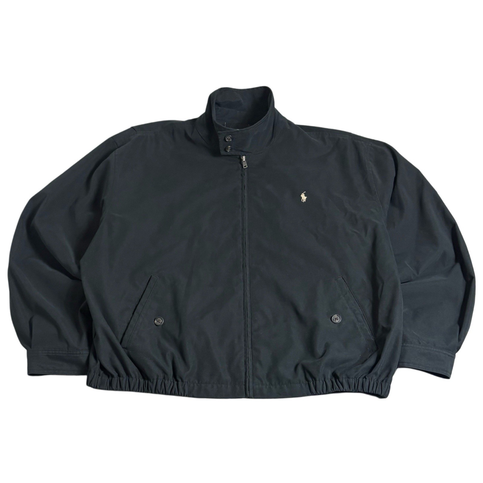 Vintage Polo Ralph Lauren Jacket Mens XL Black Harrington Bi-Swing Winderbreaker