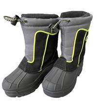 Kids Winter Insulated Snow Boots Gray/Black Neon Size 9