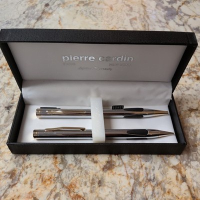 Pierre Cardin Pen Pencil Set Chrome Brand New In Box Never Used