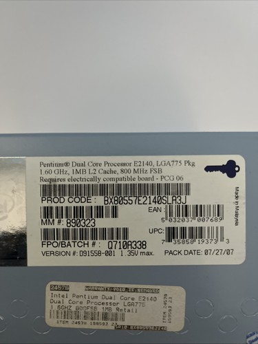 Intel Pentium Dual Core CPU E2140 LGA 775 1.6 MHz 1MB L2 Cache 800 FSB SLA93 - Picture 3 of 4