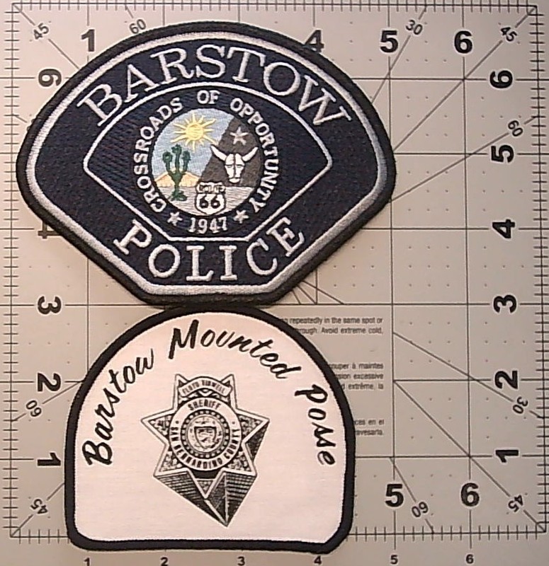 BARSTOW CA. POLICE PATCH  ( ONE VERY OLD BARSTOW SHERIFF MOUNTED POSSE )