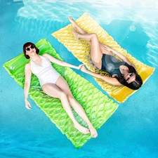 2 Pack Inflatable Pool Float Rafts 64x32 Lounge Mattress with Headrest XL Adults