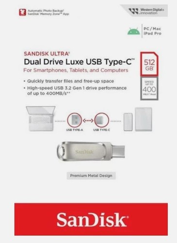 Lot double clé USB SanDisk Luxe Type-C 32 Go 64 Go 128 Go 256 Go 512 Go OTG Royaume-Uni - Photo 11/14