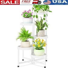 Indoor Outdoor Tiered Plant Stand Folding Storage Shelf Metal Flower Display New