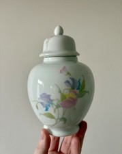 Vintage Floral Japanese Multicoloured Floral White Ginger Jar Lidded Vase Urn