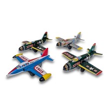 Vintage Tin Airplane Lot 4 Japan Retro Fighter Jet Toy 5.1in JAPAN Made