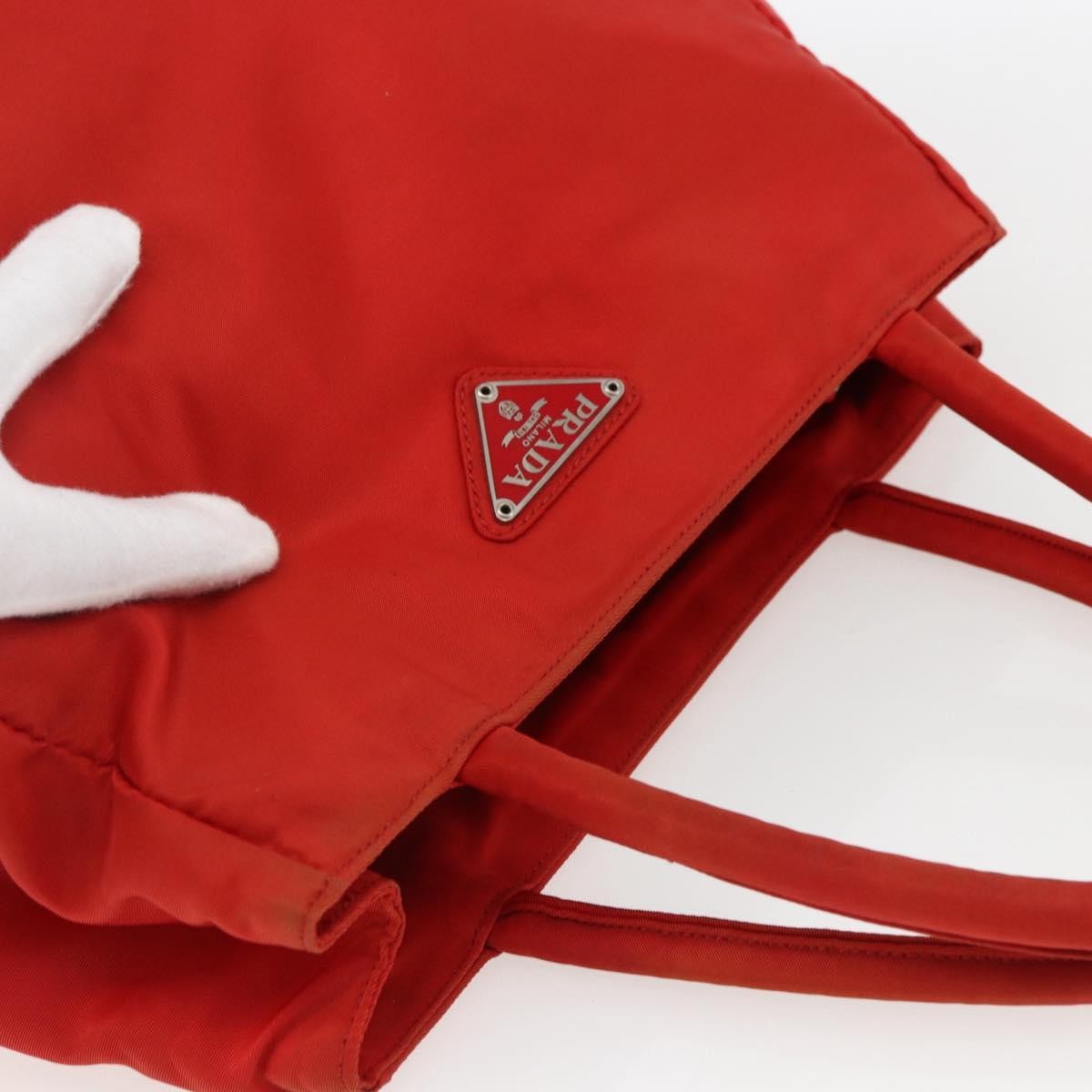 PRADA Hand Bag Nylon Red Silver Auth 169377 thumbnail 6