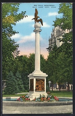 Ansichtskarte Salt Lake City, UT, Sea Gull Monument 