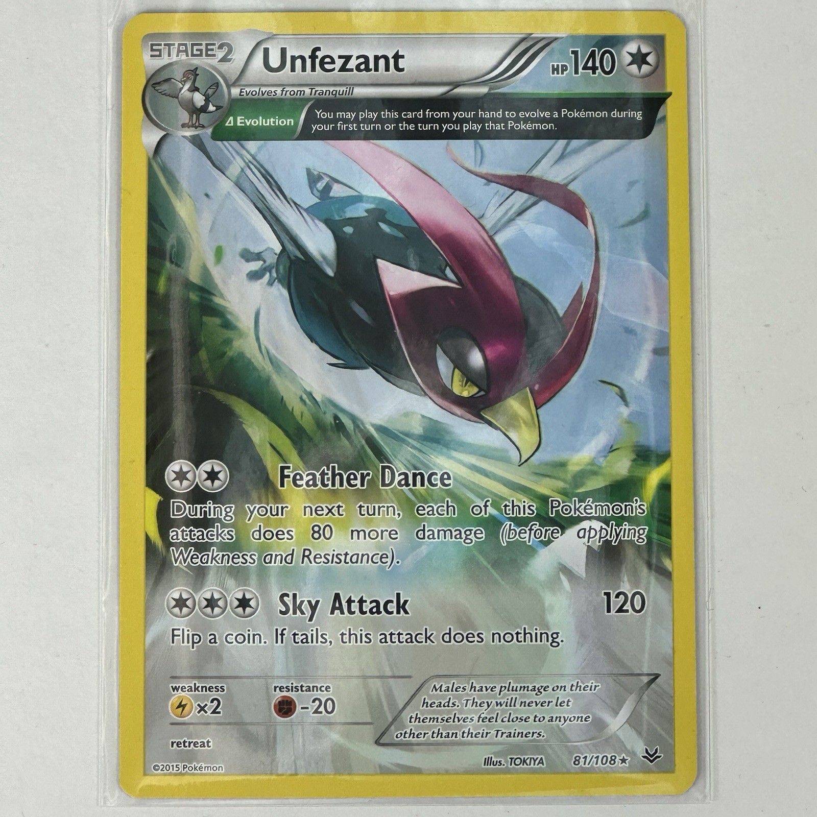 Unfezant 81/108 Pokemon XY Roaring Skies Full Art Regular Card LP-NM
