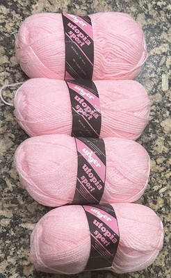Unger Utopia Sport Yarn 100% Acrylic 180Yd Pink 2395 Discontinued Lot of 4 Skein