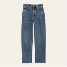 Everlane The Way High Jean Organic Cotton Frayed Hem Mid Wash Womens 28