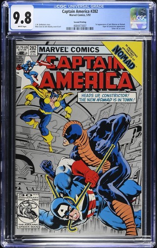 Captain America #282 - CGC 9.8 -1992 Second (2nd) printing 1st Jack Monroe Nomad