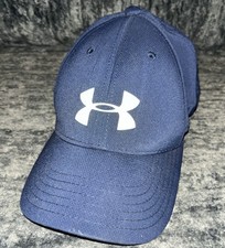 Under Armour Youth S/M Baseball Cap Hat Navy Blue Stretch Fit Style 1242629