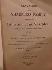 Original Genealogy of the Sharpless Family,John and Jane Sharples. 