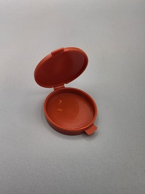 Tupperware Clamshell Pill Change Keeper Container Round Hinged Orange