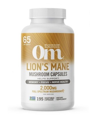Om Mushroom Superfood Lion's Mane Capsules, 195 ct..