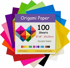 100 Sheets Origami Paper, 20X20 Cm/8 Inch Large Origami Paper Double Sided(70Gsm