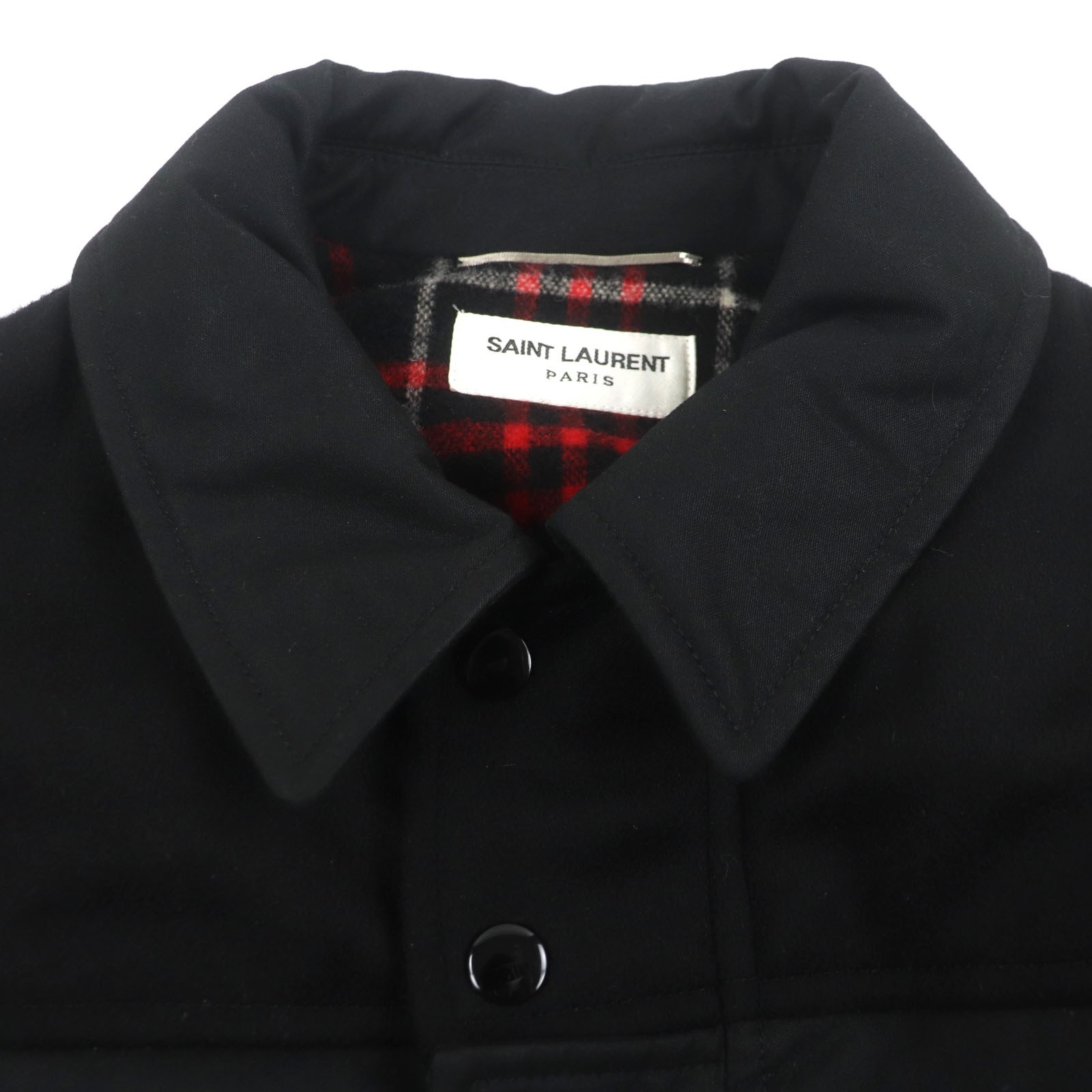 Giacca Saint Laurent Paris 486134 fodera check toppa gomito imbottita doppia zip 44