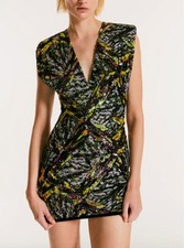 Zara 9620/026 Woman's Sequin Mini Dress Green Multicolored Size M New