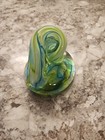 Handblown Glass Art  Desk Pen Holder Blue-Green Swirl Unique — photo 2