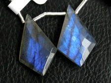 Natural Labradorite Blue Flash Faceted Kite Briolette Pair Beads 22075