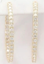 3Ct Round Simulated Diamond Inside Outside Hoop Earring 14K Yellow Gold Plated