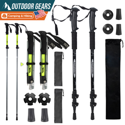 1 Pair Collapsible Trekking Poles Adjustable Aluminum Walking Sticks Lightweight