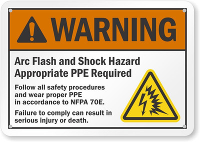 Arc Flash Sign Aluminum Weatherproof Shock Hazard 8x12 Electric Safety