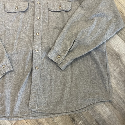 Vtg Five Brother Flannel Button Up Shirt Union Made USA Cotton 2XL Heavy Gray - Picture 4 of 15